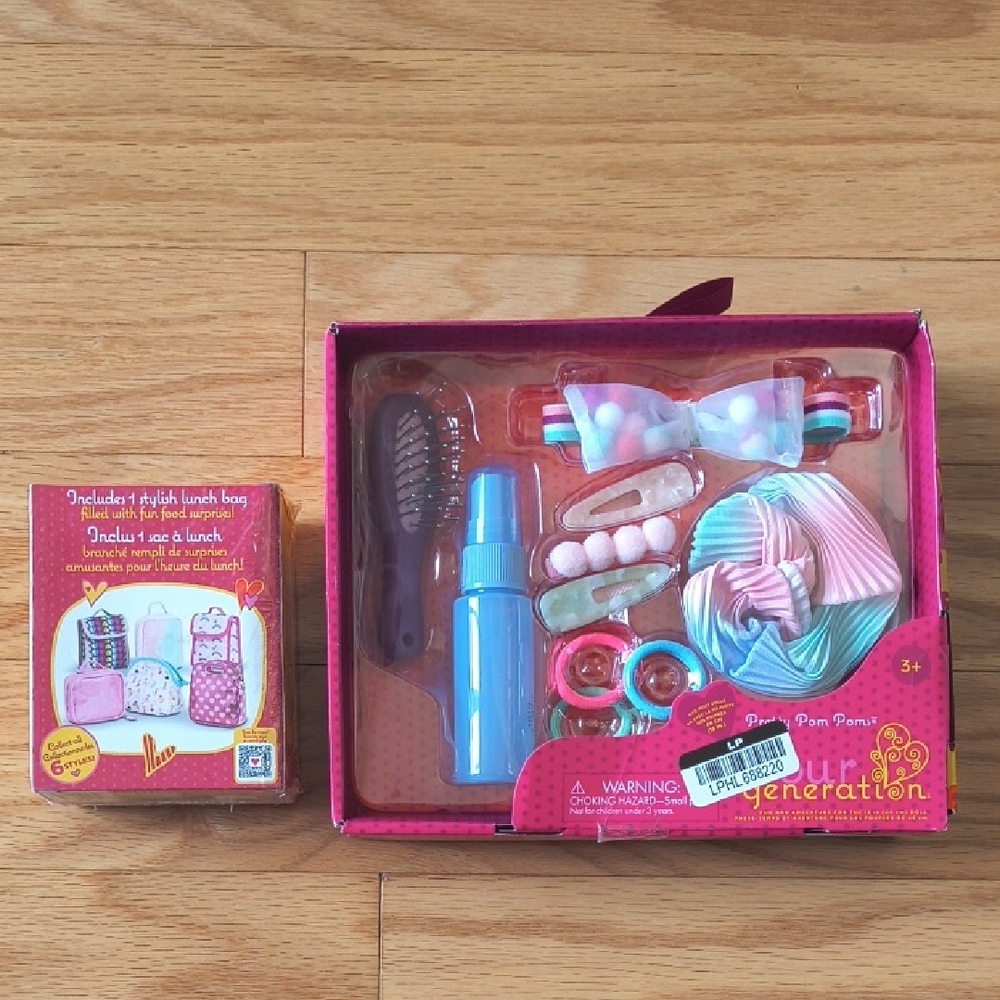 Our Generation Pretty Poms Poms  + Surprise Lunch Bag NWT